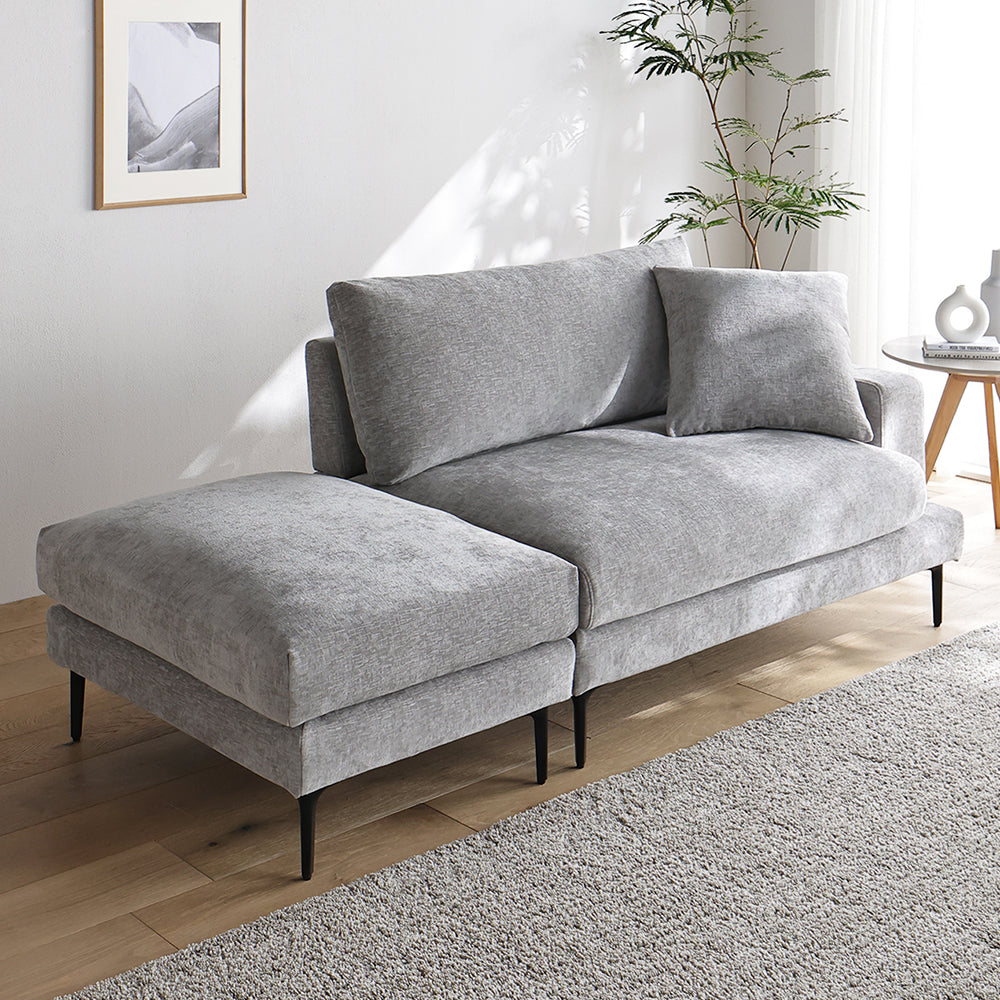 デザインソファ 『Wistiq ウィスティック』 2人掛けソファ(左アーム)+オットマン グレー