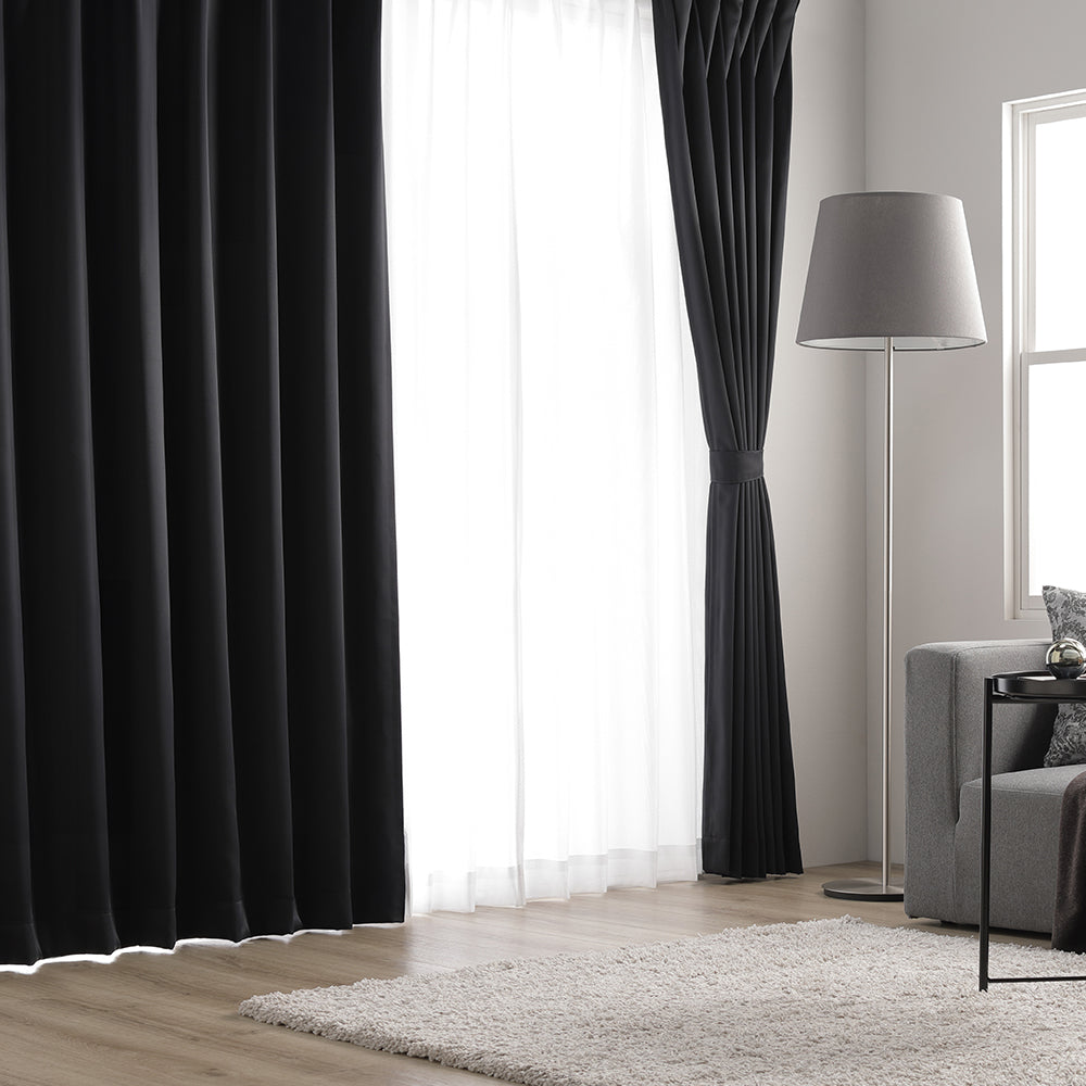 日本製 20色から選べる 1級遮光カーテン ブラック