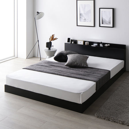 照明＆棚付きローベッド 『Famite ファミーテ』ブラック