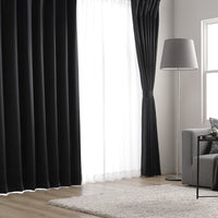 日本製 20色から選べる 1級遮光カーテン 幅100cm ブラック（2枚入り）