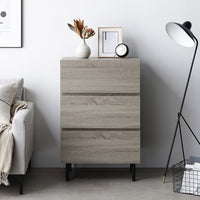 脚付きチェスト 『Stova ストーヴァ』 異素材MIX 大容量 ワイド3段 幅60cm グレージュ