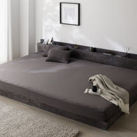 のびのび寝具セット 素材(すべすべニット) 『Palmoa パルモア』 ボックスシーツ+枕カバー ファミリーサイズ チャコールグレー