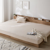 のびのび寝具セット 素材(ふっくらタオル) 『Palmoa パルモア』 ボックスシーツ+枕カバー ファミリーサイズ ベージュ