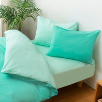 綿100％ 天然シルク成分配合 国産寝具 掛け布団カバー 単品 アップルグリーン×ミントグリーン
