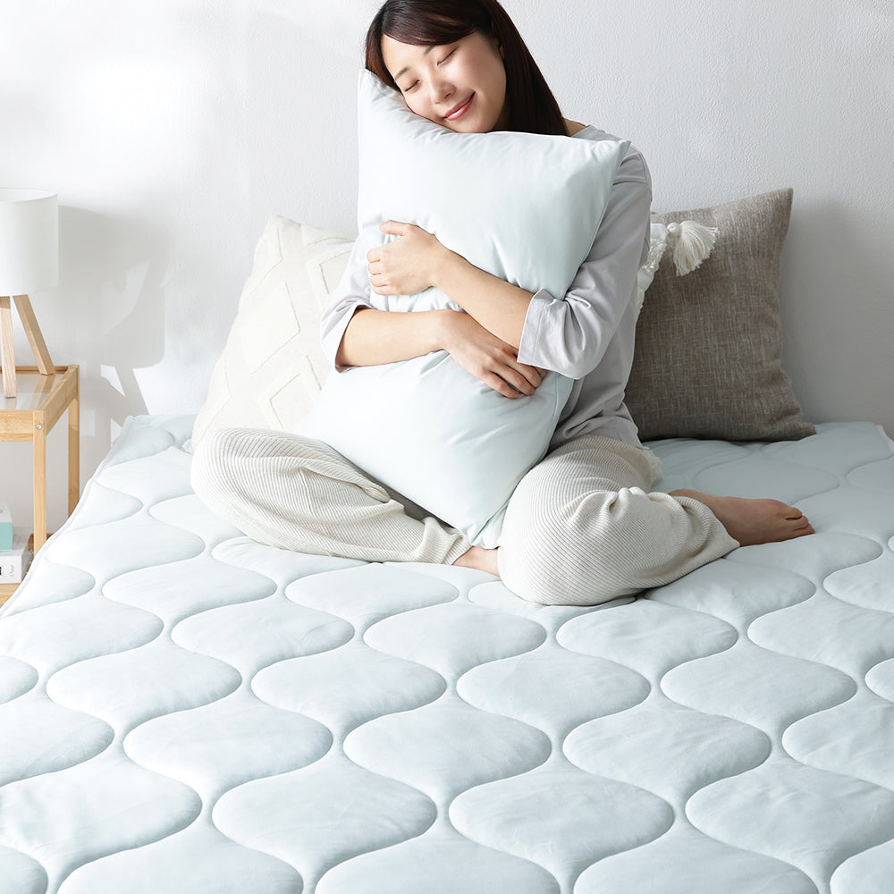 とろとろニット 敷き3点セット 『Mermin マーミン』 敷きパッド＋枕＋枕カバー ミント