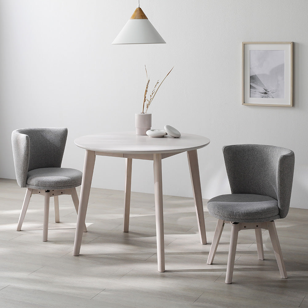 天然木 円形ダイニング 3点セット『Litral リトラル』 円形テーブル+