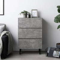 脚付きチェスト 『Stova ストーヴァ』 異素材MIX 大容量 ワイド3段 幅60cm ストーングレー
