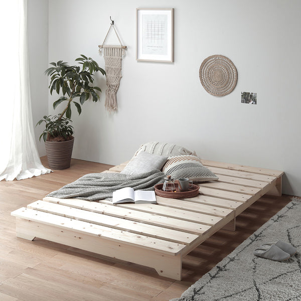 2セット[幅120][シングル] ベッドフレーム すのこベッド ロータイプ 木製