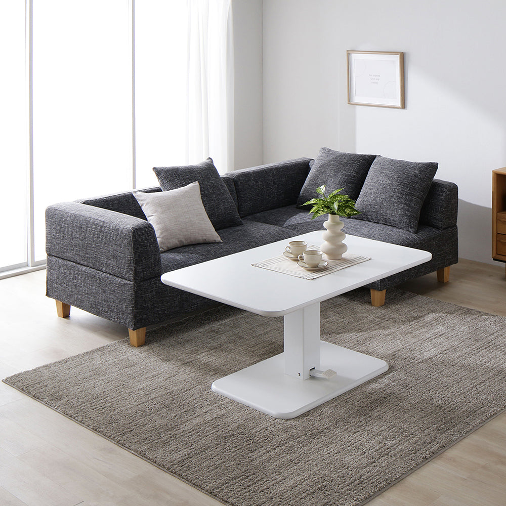ソファ:ミックスグレー/テーブル:ホワイト 木脚