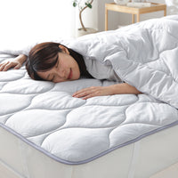 とろとろニット×人工羽毛 洗える 敷きパッド 春夏秋3シーズン 『Mermin マーミン』 ライトグレー