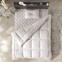 ピーチスキン すぐに使える布団セット 『umowell ウモウェル』 掛け布団+枕+ボックスシーツ+収納ケース シングル・セミダブル グレージュ