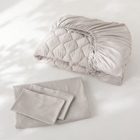 ピーチスキン カバーリング4点セット 『umowell ウモウェル』 ボックスシーツ+掛け布団カバー+枕カバー ダブル グレージュ