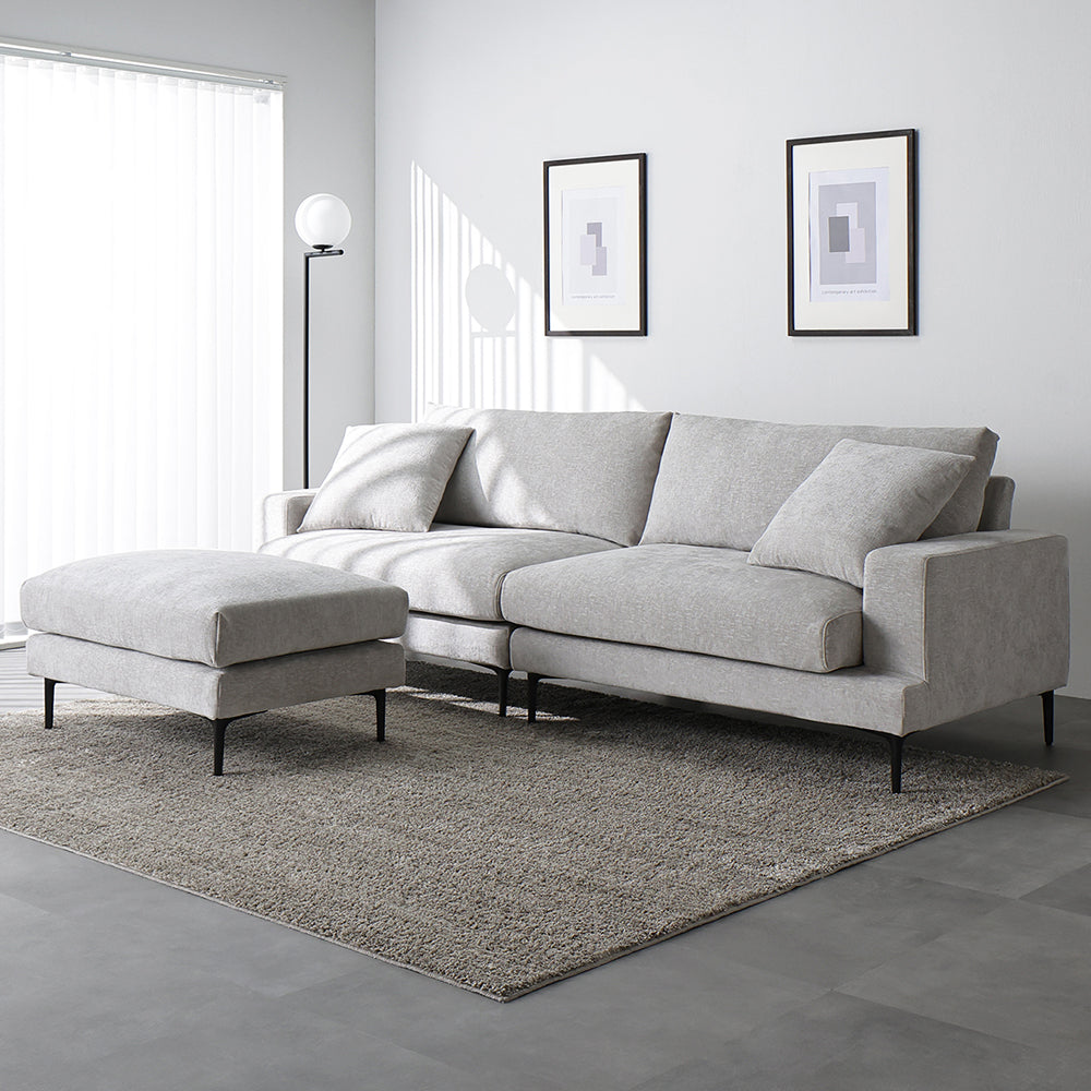 デザインソファ 『Wistiq ウィスティック』 4人掛けソファ+オットマン グレージュ