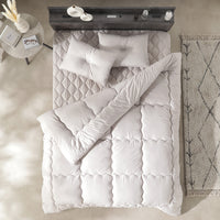 ピーチスキン すぐに使える布団セット 『umowell ウモウェル』 掛け布団+枕+ボックスシーツ+収納ケース ダブル・ワイドキング200cm グレージュ