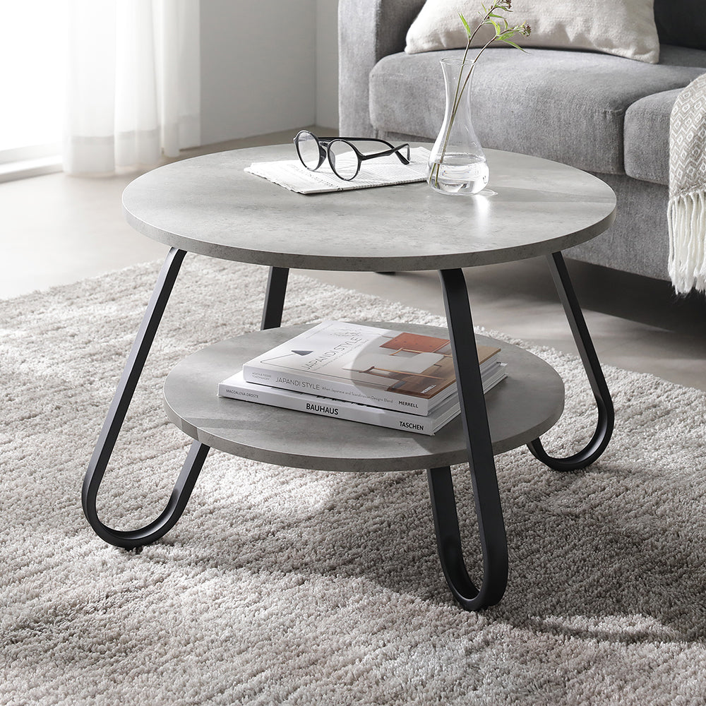 ローテーブル（ラウンドタイプ）『LUTON ルトン』 単品 直径56cm ストーングレー