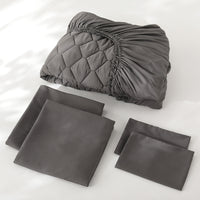 ピーチスキン カバーリング5点セット 『umowell ウモウェル』 ボックスシーツ+掛け布団カバー+枕カバー ワイドキング200cm チャコールグレー