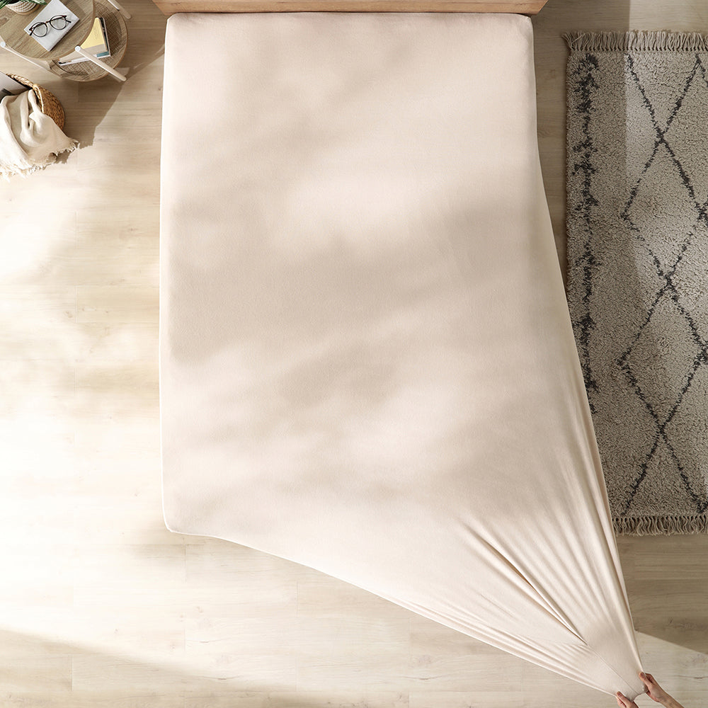 のびのびボックスシーツ 単品 素材(ふっくらタオル) 『Palmoa パルモア』 単身サイズ ベージュ