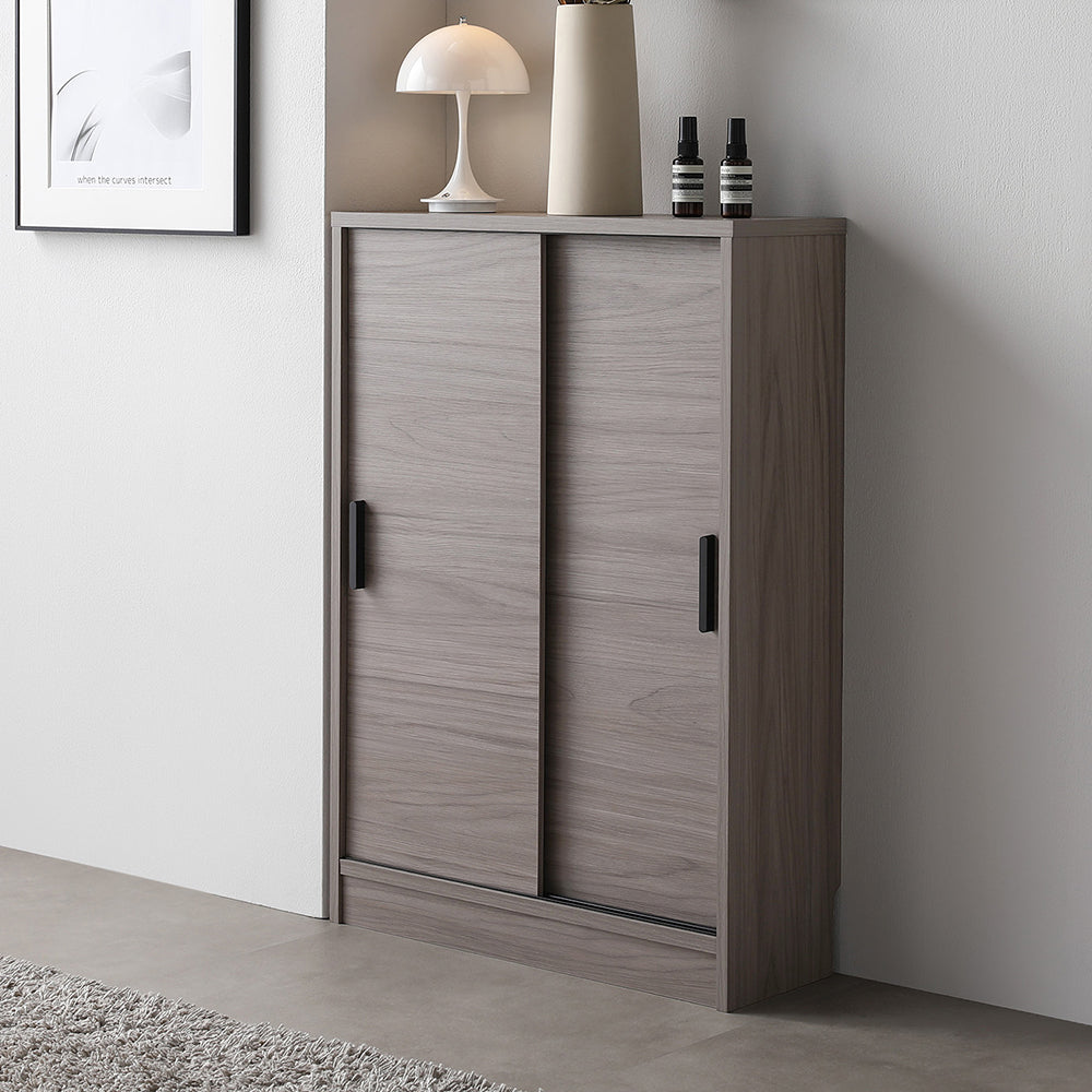 引き戸 キャビネット カウンター下収納 『Ecart エカート』 約幅60×奥行21cm グレージュ