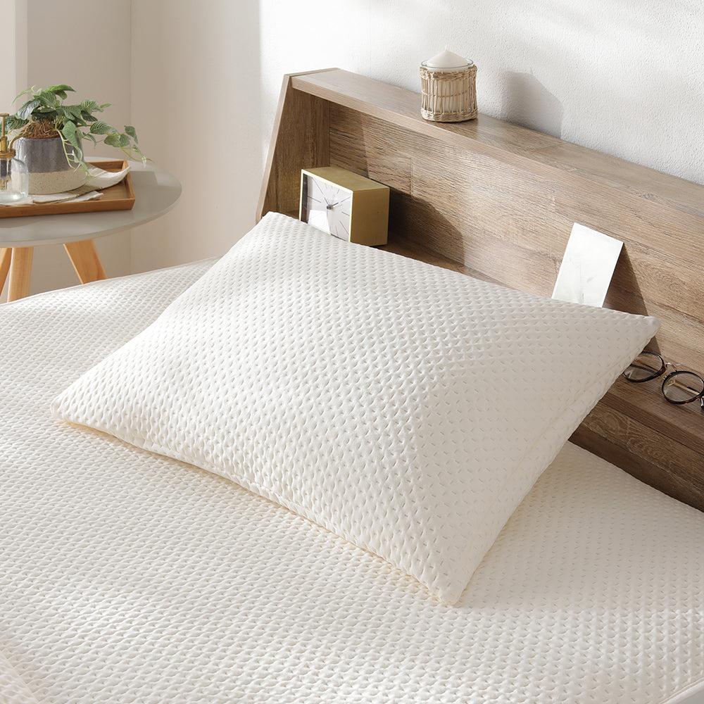イブル風 洗えるグリッドキルト 『waffulto ワッフルト』 枕カバー単品 アイボリー