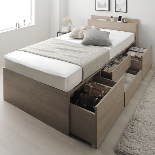 RASIK「引き出し4杯大容量ベッド 宮付きタイプ『Slektia スレクティア』」