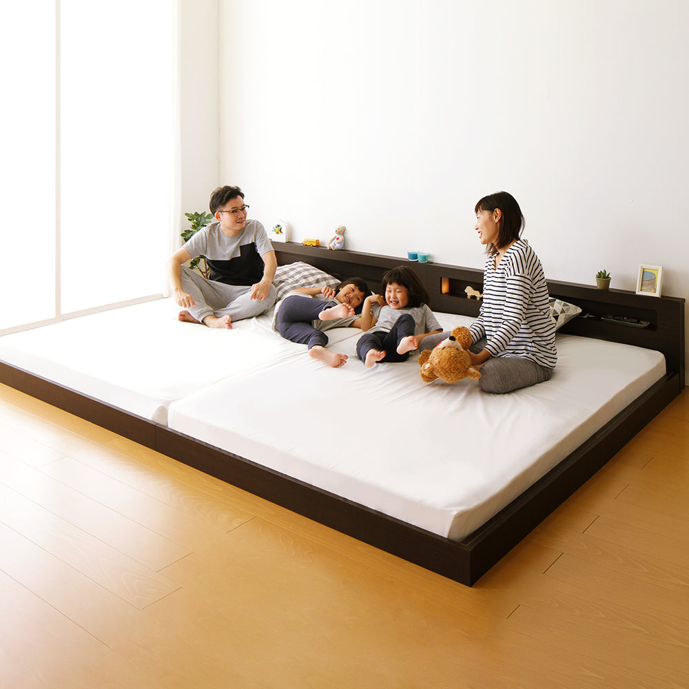 日本製 連結ベッド 照明付き フロアベッド キングサイズ（SS+SS 