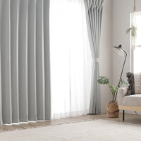 日本製 20色から選べる 1級遮光カーテン 幅100cm シルバーグレー（2枚入り）