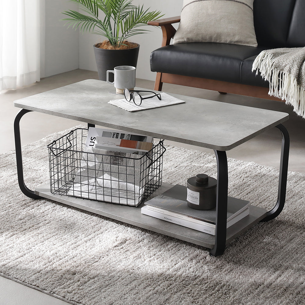 ローテーブル（スクエアタイプ）『LUTON ルトン』 幅90cm ストーングレー