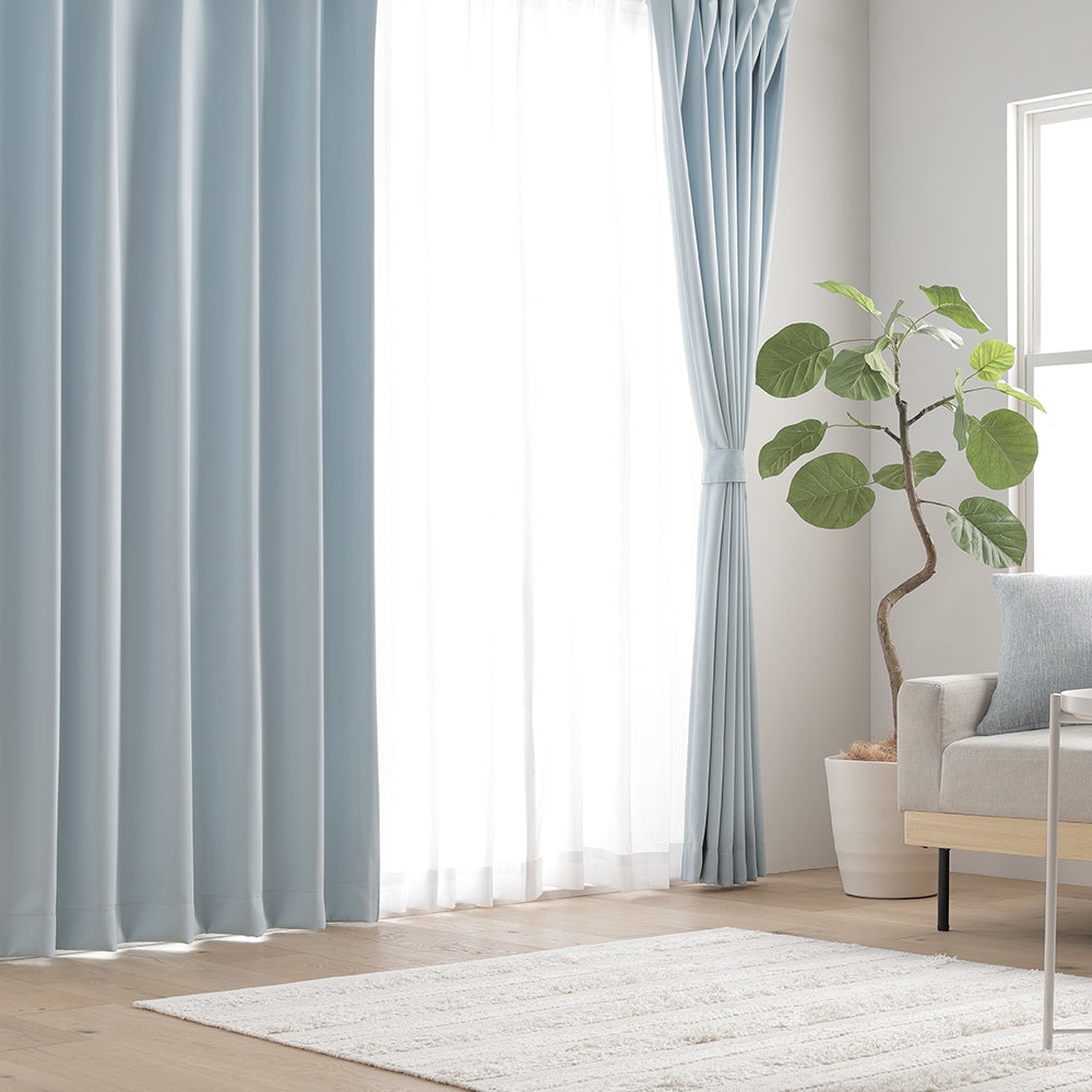 日本製 20色から選べる 1級遮光カーテン スカイブルー