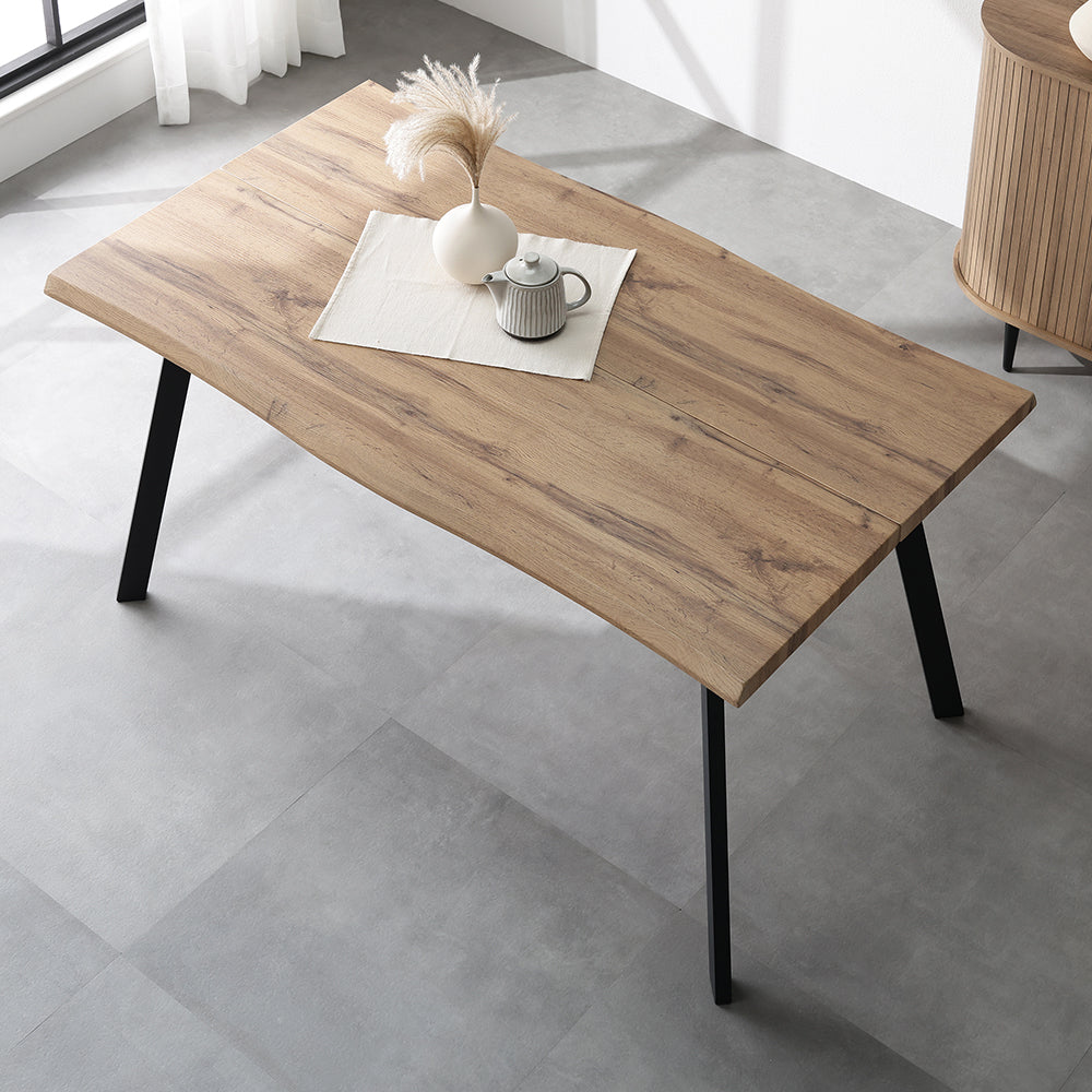 一枚板風ダイニングテーブル単品 （幅140cm） 『Varden ヴァーデン』 ラスティックナチュラル