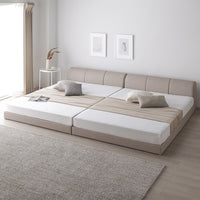 レザー調ローベッド 『OPTIM オプティム』 連結サイズ グレージュ