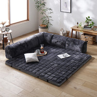 くつろぎフロアソファ 『toromofu トロモフ』 小サイズ Bタイプ(クッションL型) フランネルチャコールグレー