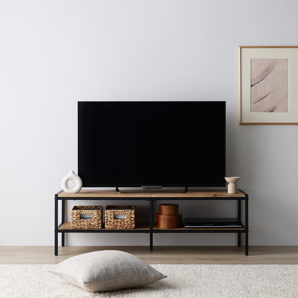 異素材MIXがお洒落なアイアンシリーズ家具・テレビ台120cm・ラスティックナチュラル