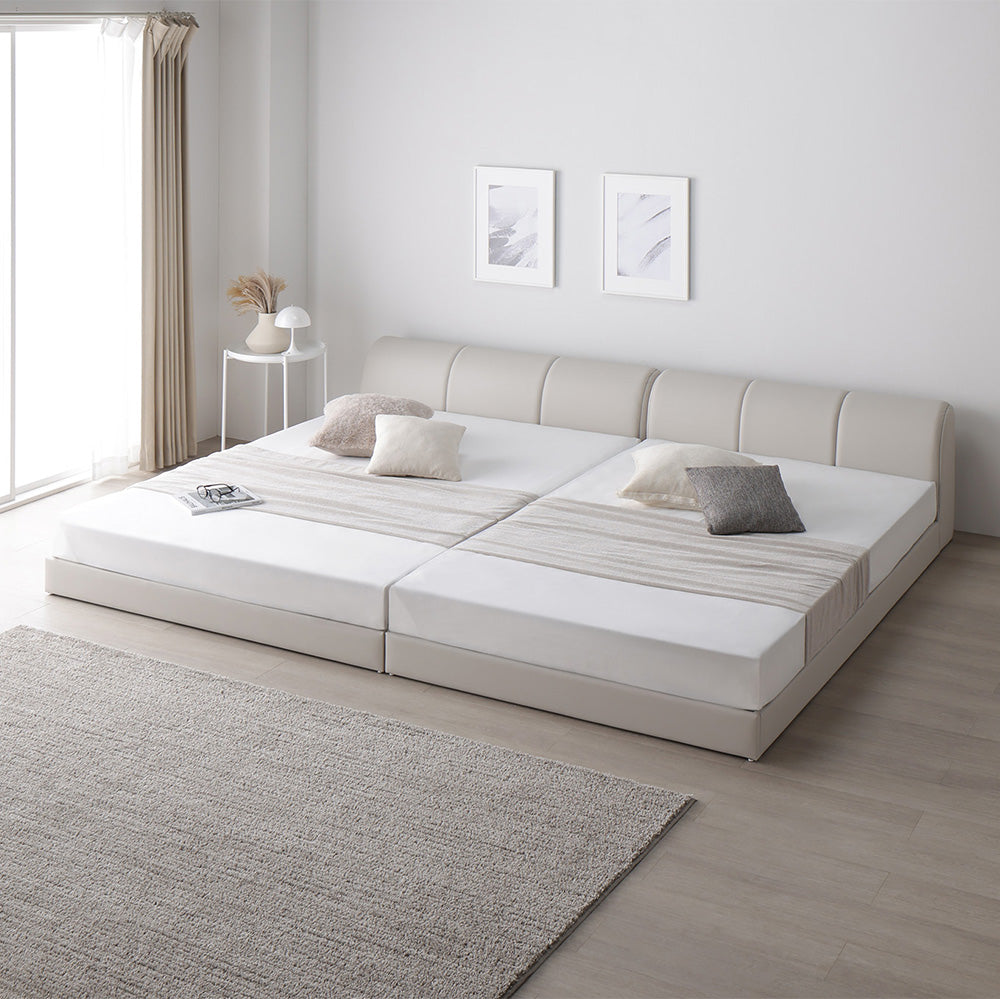 レザー調ローベッド 『OPTIM オプティム』 アイボリー ワイドキング260(SD+D)