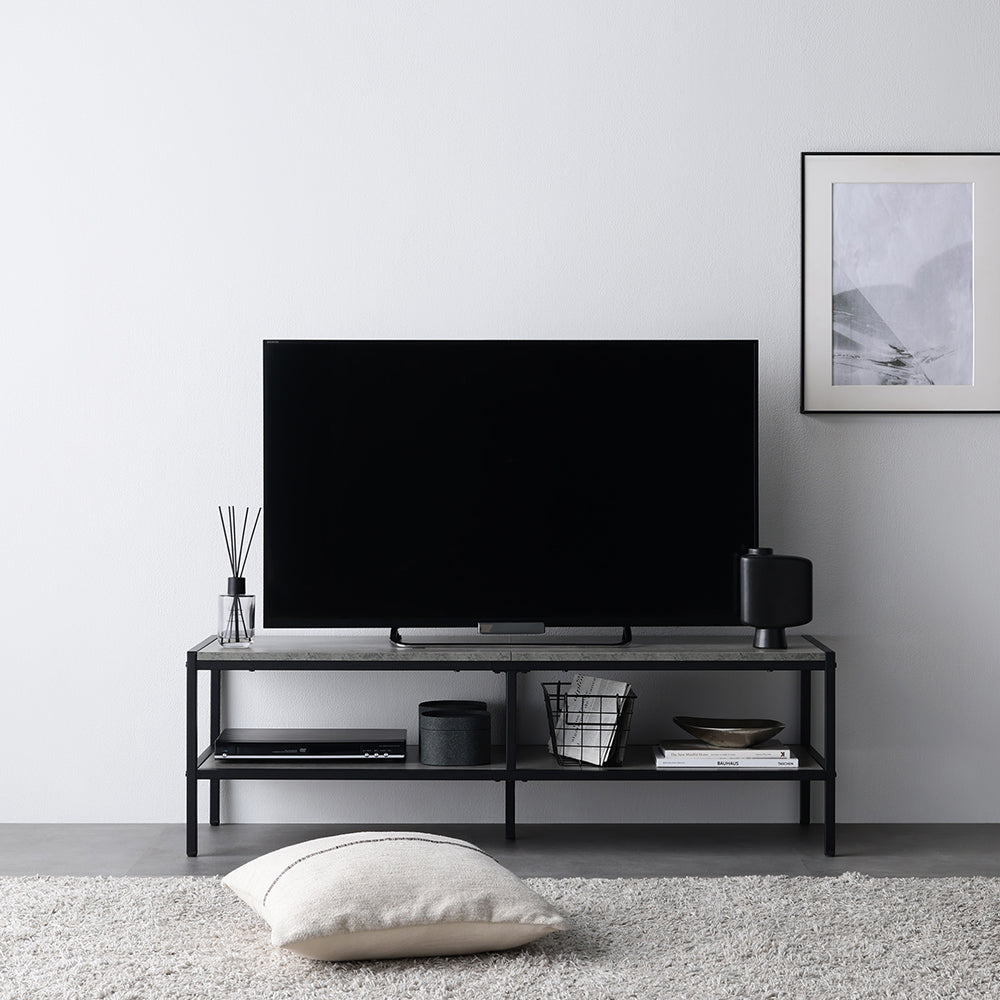 異素材MIXがお洒落なアイアンシリーズ家具・テレビ台120cm・ストーングレー