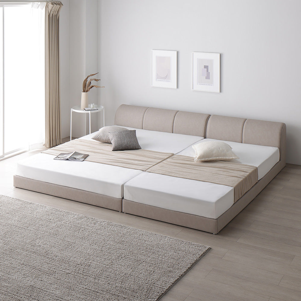 レザー調ローベッド 『OPTIM オプティム』 グレージュ ワイドキング240(S+D)