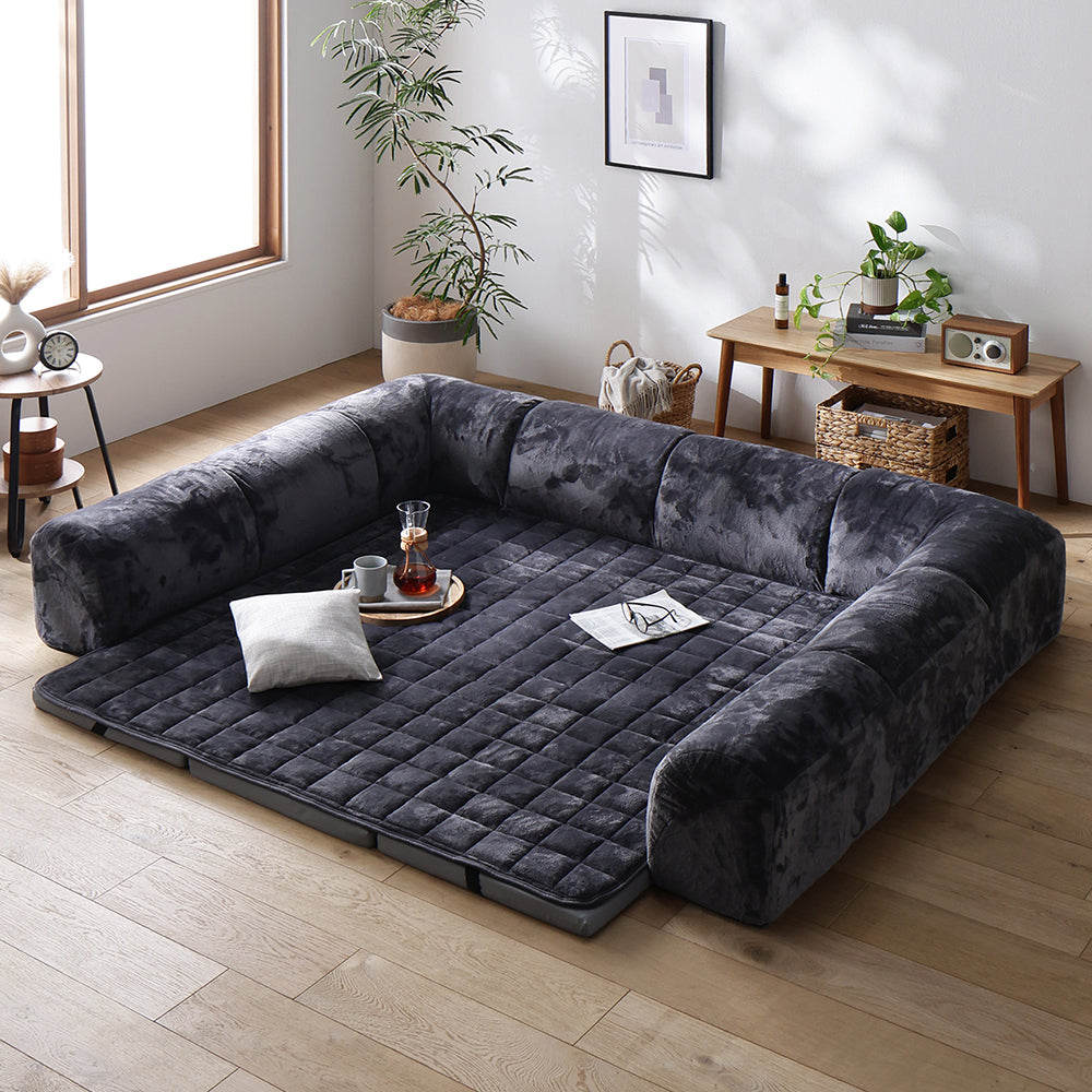 小サイズ Cタイプ(クッションU型＋I型) フランネルチャコールグレー