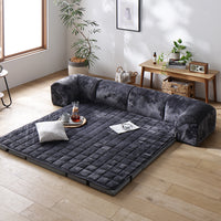 くつろぎフロアソファ 『toromofu トロモフ』 小サイズ Aタイプ(クッションU型) フランネルチャコールグレー