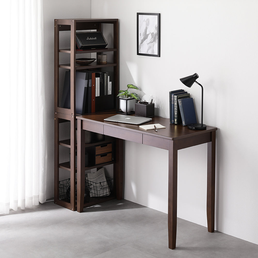 天然木デスクセット（デスク+ラック） 『Keiju ケイユ』 デスク幅100×奥行45cm ブラウン