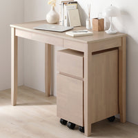 天然木デスクセット（デスク+キャビネット） 『Keiju ケイユ』 デスク幅100×奥行45cm ラテホワイト(数量限定カラー)