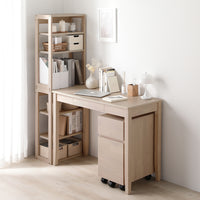 天然木デスクセット（デスク+ラック+キャビネット） 『Keiju ケイユ』 デスク幅100×奥行45cm ラテホワイト(数量限定カラー)