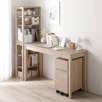 天然木デスクセット（デスク+ラック+キャビネット） 『Keiju ケイユ』 デスク幅120×奥行45cm ラテホワイト(数量限定カラー)