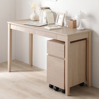 天然木デスクセット（デスク+キャビネット） 『Keiju ケイユ』 デスク幅120×奥行45cm ラテホワイト(数量限定カラー)