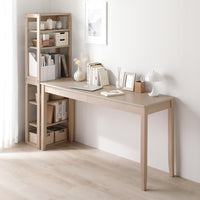 天然木デスクセット（デスク+ラック） 『Keiju ケイユ』 デスク幅140×奥行45cm ラテホワイト(数量限定カラー)