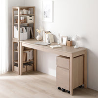 天然木デスクセット（デスク+ラック+キャビネット） 『Keiju ケイユ』 デスク幅140×奥行45cm ラテホワイト(数量限定カラー)