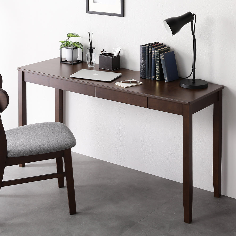 サイズが選べる 天然木デスク 『Keiju ケイユ』 引き出し付き 幅140×奥行45cm ブラウン