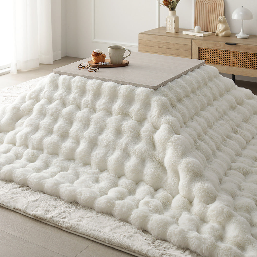 こたつテーブル:60×60cm(正方形) ホワイトウォッシュ×ナチュラル / こたつ布団:ホワイト