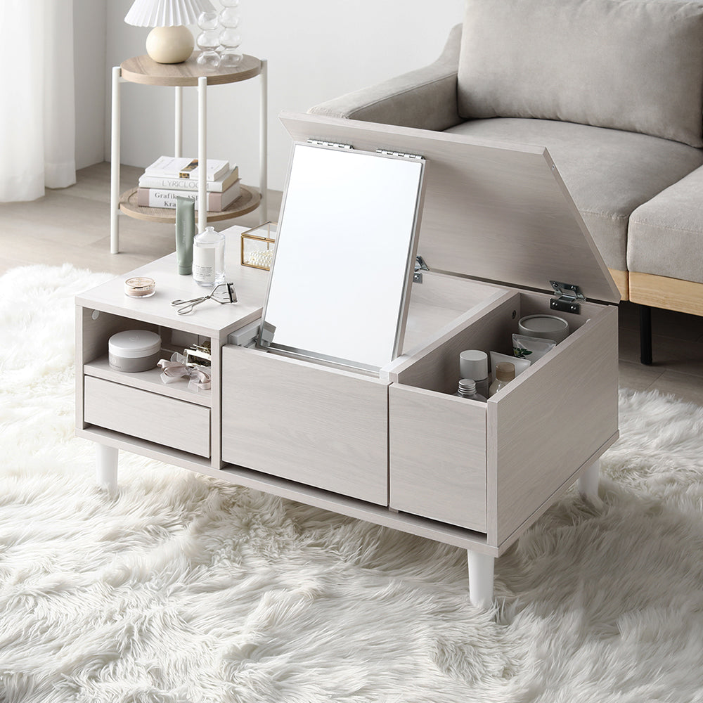 たっぷり収納できるドレッサーテーブル 幅75cm ホワイト
