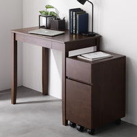 天然木デスクセット（デスク+キャビネット） 『Keiju ケイユ』 デスク幅80×奥行45cm ブラウン