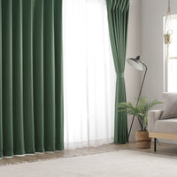 日本製 20色から選べる 1級遮光カーテン 幅100cm モスグリーン（2枚入り）