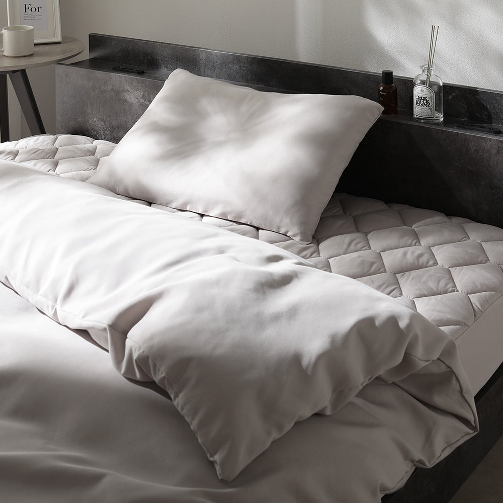 ピーチスキン 全部入り布団フルセット 『umowell ウモウェル』 掛け布団+枕+ボックスシーツ+収納ケース+掛け布団カバー+枕カバー シングル・セミダブル グレージュ